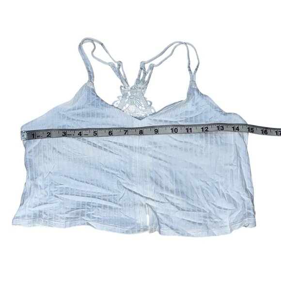 Aerie Womens Ribbed Crop Top With Lace Back Detail Sz Medium Womens Built in Bra - Picture 11 of 13